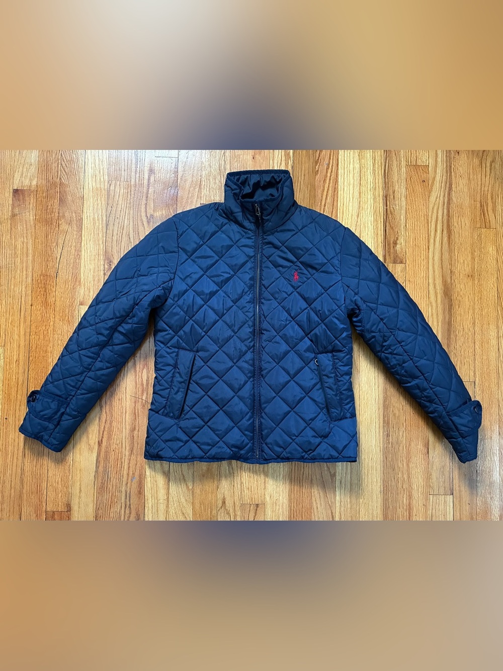 Polo Ralph Lauren Blue Quilted Lightweight Winter Jacket Pockets Women’s Size L